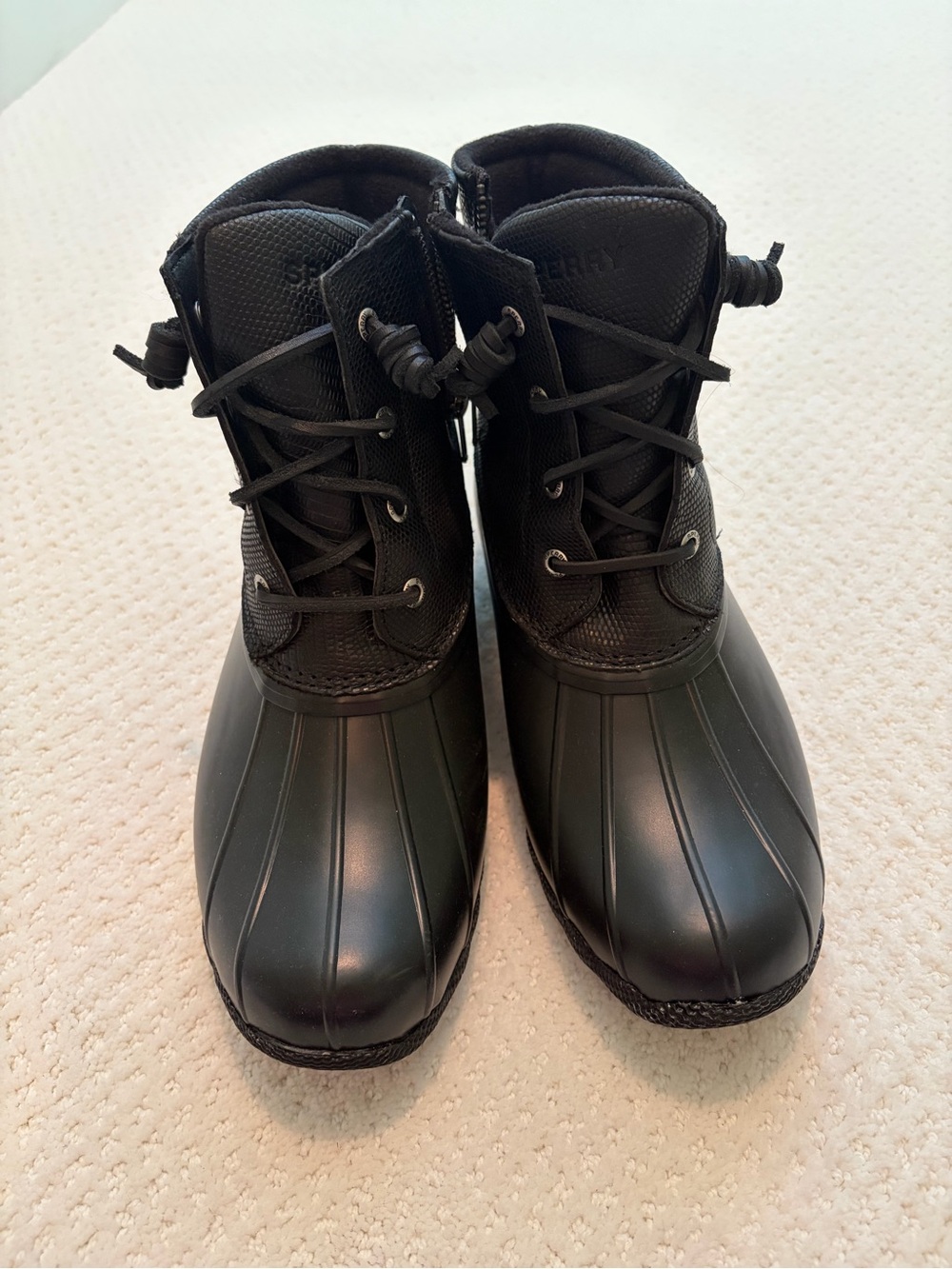Sperry Women’s Black Waterproof Lace-Up Snow Rain Duck Boots 9 W Wide